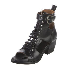 Chloe Rylee Black Leather Open-Toe Sandals (38)